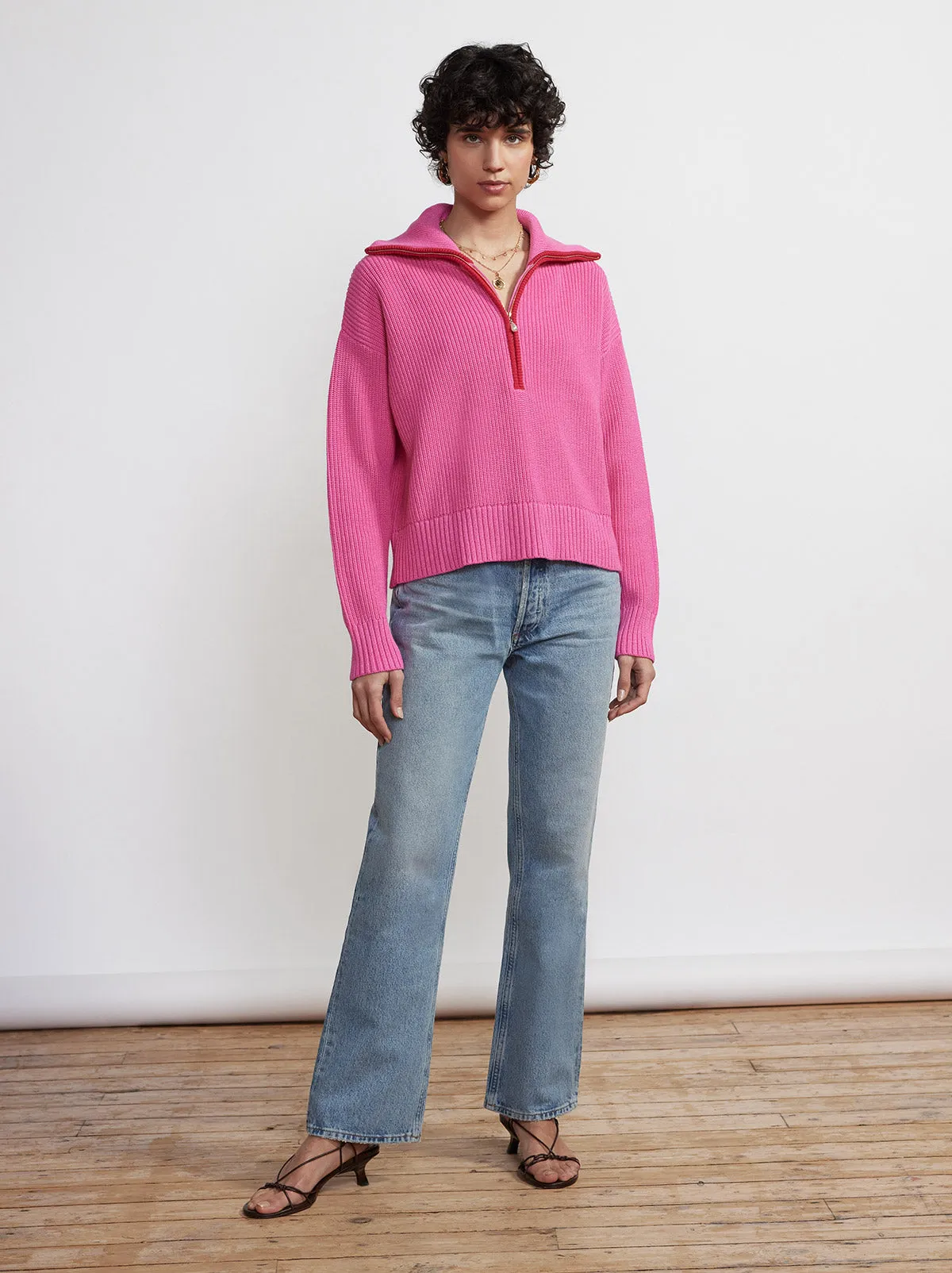 Fern Pink Half-Zip Sweater