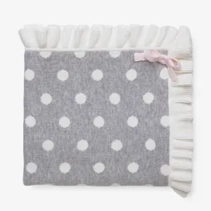 Gray Polka Dot Ruffle Cotton Baby Blanket