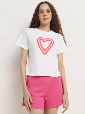 Superstar White Heart Design Cotton T-Shirt